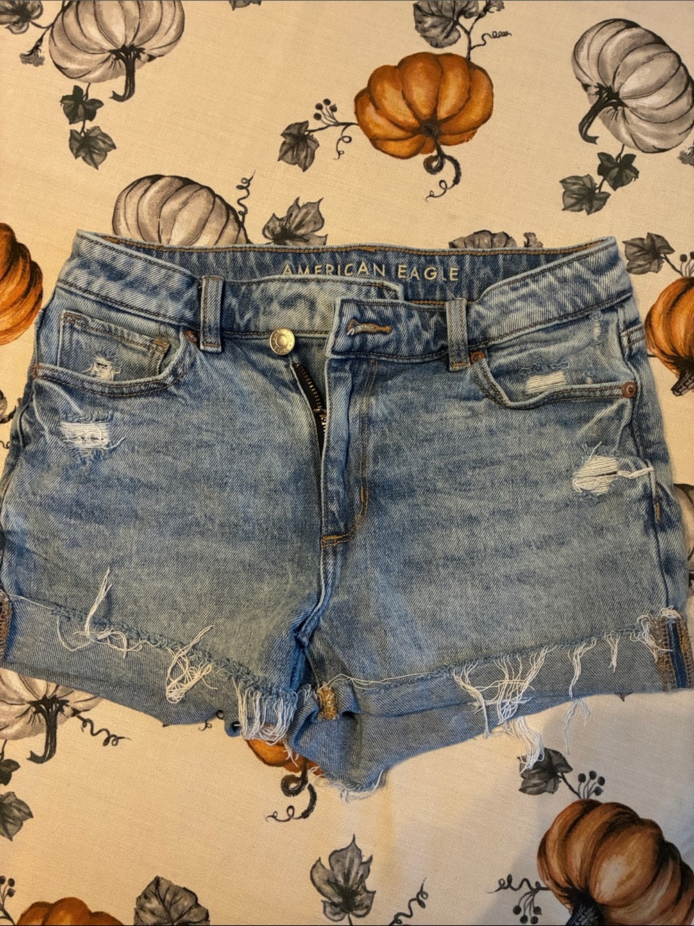 American Eagle Outfitters Medium Blue Distressed Denim Cutoff Shorts